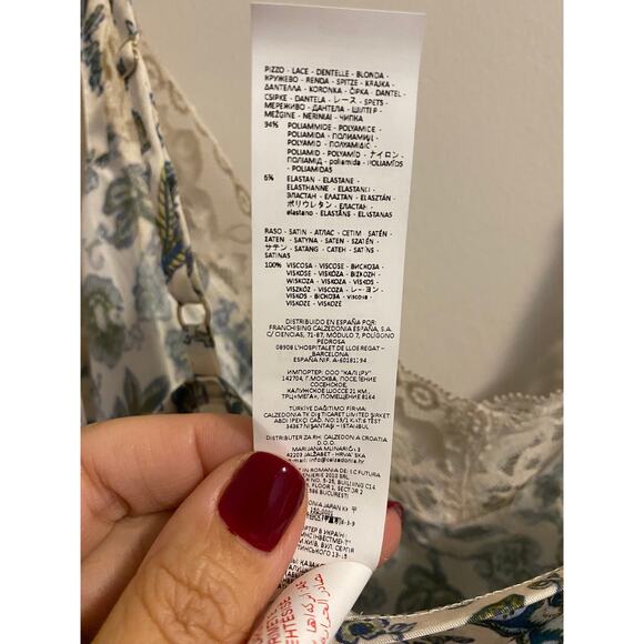 NWT Intimissimi top cami in satin & stretch lace w/paisley and floral print L - Picture 9 of 10